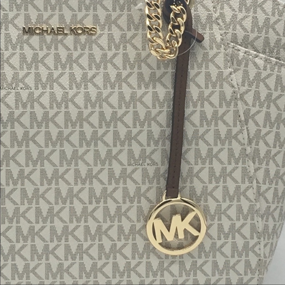 MICHAEL KORS LG CHAIN SHOULDER TOTE VANILLA - Picture 7 of 16